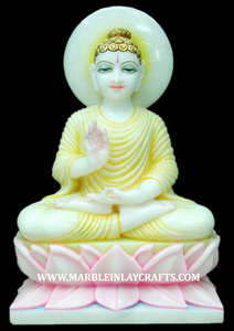 Estatua de Buda de mármol blanco puro y hermoso, con acabado fino y superficie brillante, para el hogar y el templo. - Product Image 3