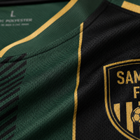 Camiseta de Fútbol FC Champions para Hombre, Cuello Redondo, Manga Corta, Sublimada, 100% Poliéster, Transpirable, Rayas Verdes y Negras