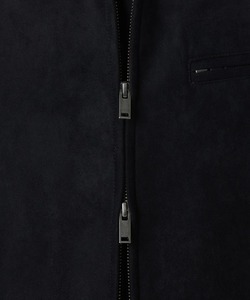 <b>Men's</b> Black <b>Suede</b> Racer <b>Jacket</b> Turn-down Collar Zipper Closure Casual Autumn Wear Regular Fit Solid Color - Product Image 5