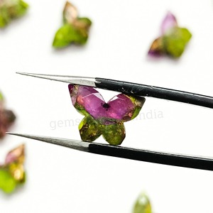 Cuentas de piedras preciosas talladas en forma de mariposa, color rojo rubí y turquesa, de 14 mm, cuentas sueltas para la fabricación de joyería, venta al por mayor. - Product Image 2