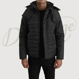 Veste d'hiver rembourrée noire pour homme, coupe-vent, matelassée, à capuche, épaisse et chaude, idéale pour le froid - Product Image 5