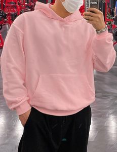 Sweat à capuche d'hiver rose bébé en molleton vierge 400 g/m² de haute qualité pour hommes, 100 % coton, option logo personnalisé imprimé - Product Image 4