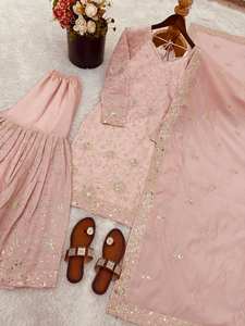 ชุดเสื้อผ้าอินเดียปากีสถานสวยงาม เรียบง่าย ทันสมัย ประดับเลื่อมลายกระจก 3 ชิ้น ผ้าฝ้ายแท้ ชุดอานาร์กาลี กุรติ กางเกงขายาว สำหรับผู้หญิง - Product Image 6