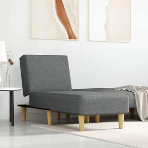 Chaise longue en contreplaqué polyester gris foncé avec mousse, solution d'assise confortable de confort moyen - Product Image 1