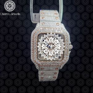 Charm Jewells Luxury Women's <b>Watch</b> Square Stainless Steel Diamond Encrusted Sapphire Crystal Analog Quartz 38mm Buckle Band - Product Image 1