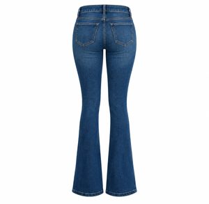 Pantalones Largos Vaqueros Acampanados Vintage Elásticos Transpirables de Talle Medio para Mujer, Estilo Europeo Americano, Tallas Grandes, Personalizados, Nueva Colección Primavera 2026 - Product Image 3