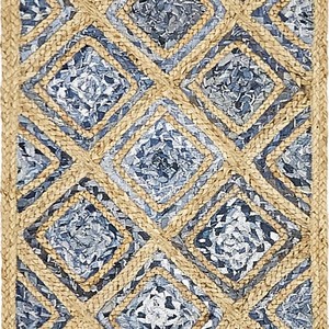 Tapis géométrique en jute rectangulaire tressé fait main lavable à poils ras antidérapant style oriental pour salon, idéal pour les animaux domestiques - Product Image 3