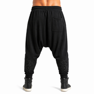 Pantalon de survêtement homme à entrejambe bas, broderie vintage, coupe ample sur mesure, tissu respirant, pour streetwear, nouveauté - Product Image 3