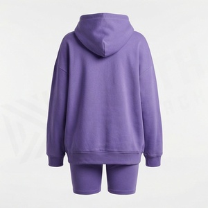 Conjunto de Sudadera de 2 Piezas para Mujer con Estampado Abstracto, Corte Holgado, Estilo Casual, Pantalones Cortos por Encima de la Rodilla, Material de Felpa, Diseño Digital - Product Image 2
