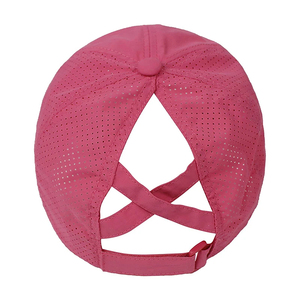 Gorra de béisbol rosa de malla ajustable con cola de caballo, sombrero deportivo para mujer, para exteriores, primavera-verano, tela de malla transpirable, diseño de 6 paneles - Product Image 2