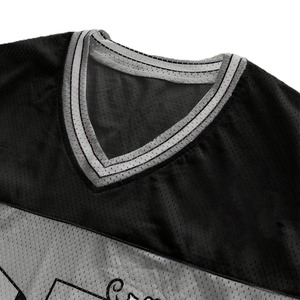 Maillot de football américain tendance pour femme, motif floral, gris, maille, panneau noir, style hip-hop streetwear, broderie florale, unisexe - Product Image 4