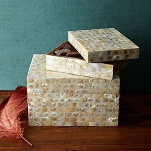 Boîte à bijoux de haute qualité en MDF avec incrustation de nacre et velours pour l'emballage de montres et de bagues, fabriquée en Inde, pour usage domestique - Product Image 5