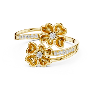 Anillo de oro macizo de 14k para mujer con diamante de corte redondo minimalista en forma de flor, ideal para regalo, compromiso, aniversario, boda. - Product Image 1
