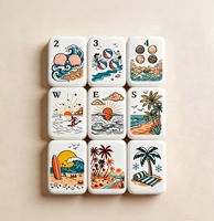 Jeu de Mahjong américain Island Palm avec 160 tuiles en acrylique et motifs décoratifs pour les soirées de jeu en famille