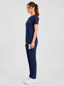 Force 2 Win Unisex <b>Scrub</b> <b>Set</b> with Drawstring Pants and V-Neck Top Cotton Jersey Fabric Hospital Use Breathable - Product Image 2