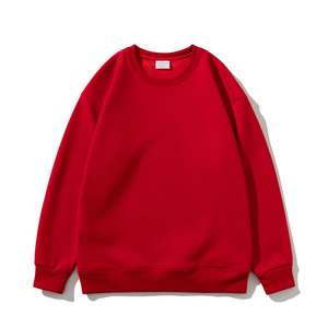 Sweat-shirt à col rond rouge pour homme, coupe classique, couleur unie, décontracté, manches longues, pull en tricot - Product Image 1