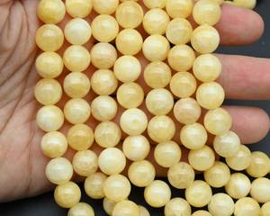 Perles rondes lisses en jade jaune naturel 4mm 6mm 8mm 10mm, perles de pierres précieuses en vrac pour la fabrication de bracelets, colliers et bijoux DIY - Product Image 4