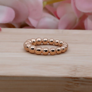 Fine Jewelry 925 Sterling <b>Silver</b> Rose Gold Plated Vintage Minimalist Ball Bead <b>Ring</b> for Women <b>Adjustable</b> Wedding <b>Ring</b> - Product Image 4