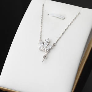Collier de couronne en argent S925 pour femmes à faire soi-même, pendentif tendance, chaîne de clavicule avec accessoires semi-finis pour la fabrication de bijoux - Product Image 5