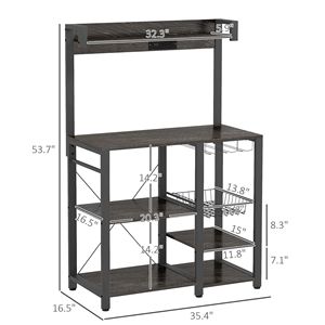Scaffale Industriale Grigio da Cucina con Stazione di Ricarica, Illuminazione RGB, Portabicchieri e Vano Aperto - per Garage - Product Image 3