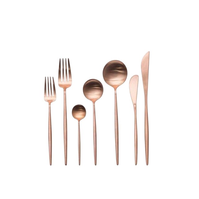 Premium Sustainable Stainless Steel Matte Rose Gold Cutlery Set Modern Design Durable Flatware Set Home Hotel Restaurant