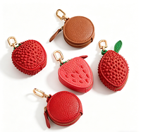 Porte-monnaie porte-clés fin en cuir PU, motif fruits (fraise, citron, avocat), mignon, de luxe, écologique, mini, design, portefeuille léger