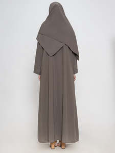 Women's Brown <b>Abaya</b> Floor Length Loose Fit Long Sleeve Embroidered Floral Modest Daily Wear Middle East Style Cotton <b>Dress</b> - Product Image 2