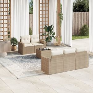 Conjunto de Sofás de Jardín en Color Beige Crema - Product Image 1