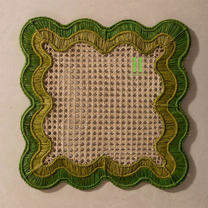 New Arrival Green Wavy <b>Placemat</b> Scalloped Rattan <b>Placemats</b> for Dining Table Boho Rattan Charger Plates Customize from Vietnam - Product Image 4
