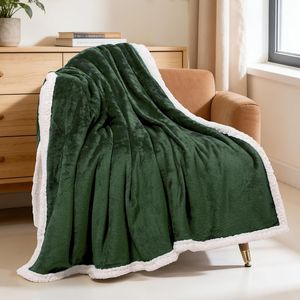 Sherpa Fleece Throw <b>Blankets</b> Soft <b>Fluffy</b> Flannel Plush Cozy Green Cuddle <b>Blankets</b> for Couch Bed Sofa - Product Image 1