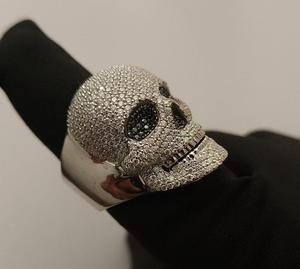 Premium Handcrafted <b>Iced</b> Out Skull <b>Ring</b> Silver with Diamond Look Stones Durable Mens Jewelry for Gifts Daily Wear Hip Hop Style - Product Image 4