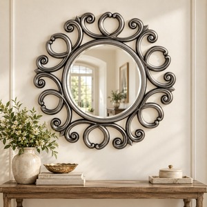 Customized Modern Design Premium Silver Metal Eco Friendly Wall <b>Mirror</b> Handmade Decorative Bathroom Hotel Luxury Decor Piece Spa - Product Image 1