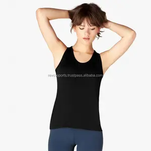 Women Fashion Design Gym Tank tops Ladies Slim Fit Cotton Tanktops sports casual back v cut black Tank Tops for girls Sports top