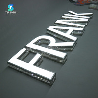 Enseigne commerciale lumineuse sur pied, lettres en relief 3D personnalisées en acrylique et acier inoxydable, logo éclairé par LED pour devanture de magasin