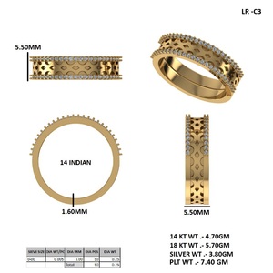 Bague tournante en or avec accent diamant, bande creuse, bijoux de mariage unisexe - Product Image 5