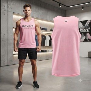 REXFITSPORTS 2026 Camiseta sin Mangas Personalizada con Logotipo para Hombre, Chaleco Deportivo Transpirable para Gimnasio, Ropa Deportiva de Marca Privada - Product Image 4