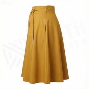 High Waist A-Line Satin Skirt With <b>Bow</b> Tie Elegant Knee-Length Solid Color Women's Skirt All Seasons Woven Fabric - Product Image 3