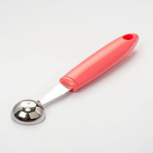Cuchara para melón ergonómica e inteligente con mango rojo, de acero inoxidable, herramienta manual de cocina, fácil de limpiar, solo lavar a mano. - Product Image 2