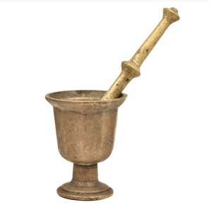 Antique Finished Spice <b>Grinder</b> Pesto Powder Mortar Pestle Bronze Metal Pill Crusher Antique <b>Herb</b> Bowl Mortar Pestle - Product Image 1