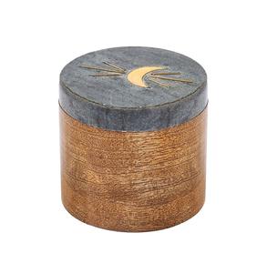 Tarro de almacenamiento de madera rústico estilo granja con tapa para decoración y organización de la encimera de la cocina. - Product Image 1
