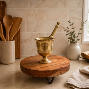 Ensemble mortier et pilon en laiton, fait main, bol broyeur d'épices en métal, broyeur d'herbes traditionnel pour la cuisine, médecine ayurvédique, décoration intérieure - Product Image 3