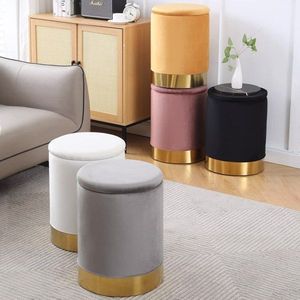 Pouf Contenitore in Similpelle Dorata, Poggiapiedi Multiuso con Sedia da Toeletta, per Ingresso e Applicazioni Alberghiere - Product Image 4