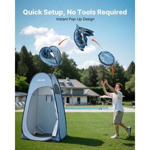 Tenda doccia portatile 190T in poliestere con borsa per il trasporto, tenda spogliatoio istantanea con picchetti e corde per il fissaggio al terreno - Product Image 4