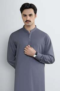 <b>Men's</b> Solid Color <b>Kurta</b> Pajama Set Ankle-Length Regular Fit Traditional Indian Pakistani Clothing Polyester Casual Wear For <b>Men</b> - Product Image 3