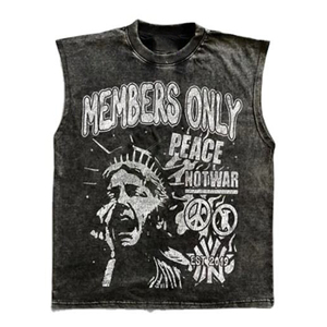 Débardeur de sport oversize pour homme, coupe personnalisée, avec impression graphique, effet délavé à l'acide, style muscle - Product Image 1