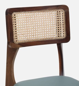 Silla de Comedor Moderna de Madera con Respaldo de Ratán y Asiento Tapizado, Diseño de Mediados de Siglo, Muebles para el Hogar - Product Image 5