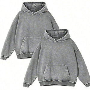Mens Distressed Acid Wash Pink Heavyweight Fleece Full Zip <b>Hoodie</b> Long Sleeve Split Kangaroo Pocket Sweatshirt OEM ODM Wholesale - Product Image 6
