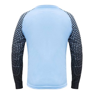 Camiseta de Fútbol de Manga Larga para Hombre, Azul Claro con Puntos Negros, Sublimada, Cuello Redondo, Poliéster que Absorbe la Humedad, Camiseta de Portero - Product Image 2