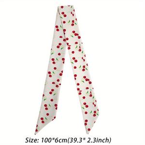 Luxury Printed Mulberry Silk Skinny Ribbon <b>Scarf</b> Cute Winter Bird Snow Berry Pattern Bag Handle <b>Wrap</b> - Product Image 1