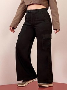 Womens Casual College & Vacation Wear <b>Boot</b> Cut Denim Jeans Mid Waist Regular Fit Vintage Style Cotton - Product Image 3